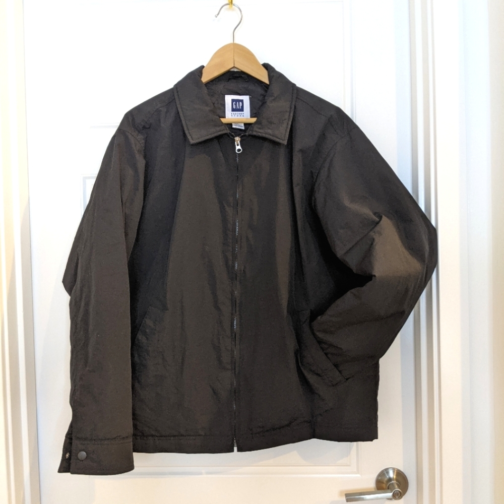 Vintage Y2K Water Resistant Vintage Lined Zip Up Black Jacket L Outdoor Skater